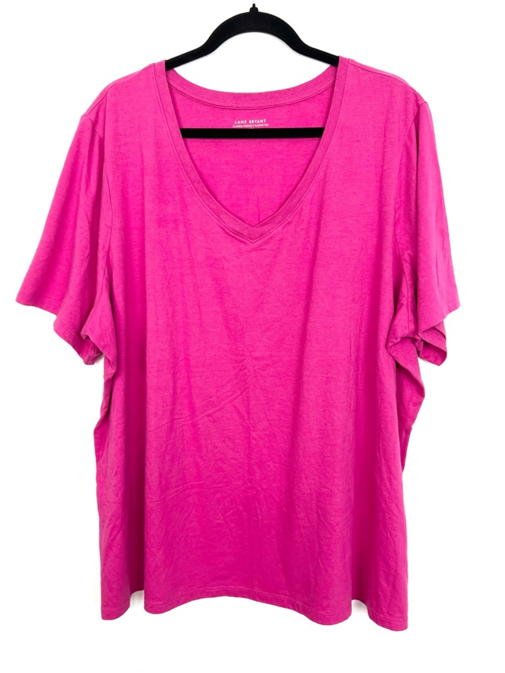 Lane Bryant Classic Perfect Sleeve Tee Bright Pink V-Neck Top 26/28 4X